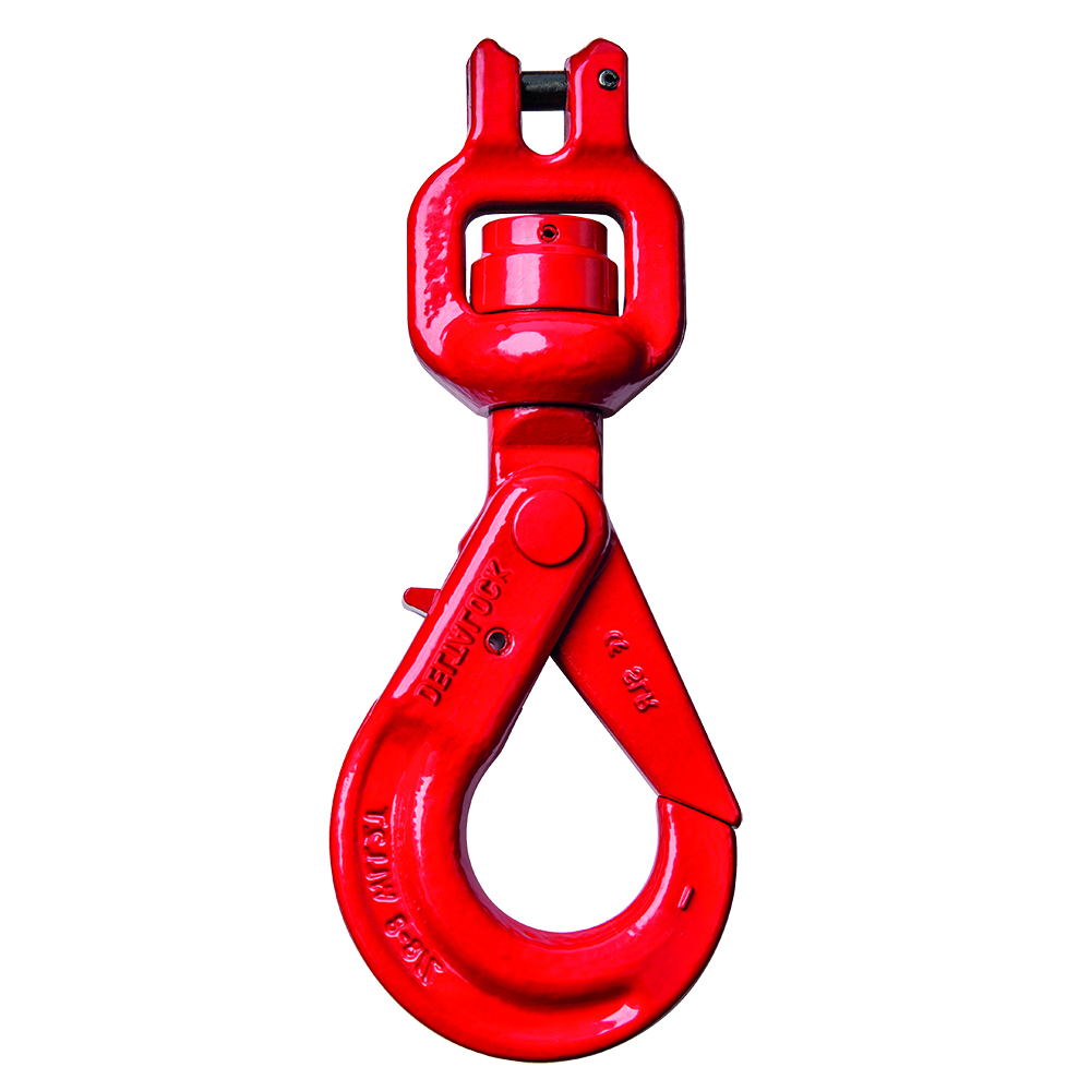 Crochet pivotant auto-verrouillage avec chape et roulement